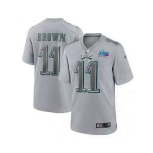 Men's Philadelphia Eagles #11 A.J. Brown Gray Super Bowl LVII Patch Atmosphere Fashion Stitched Game Jersey