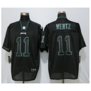 Men Nike Philadelphia Eagles #11 Carson Wentz Lights Out Black Elite Jersey
