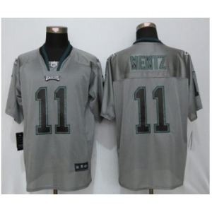 Men Nike Philadelphia Eagles #11 Carson Wentz Lights Out Gray Elite Jerseys