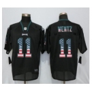 Men Nike Philadelphia Eagles #11 Carson Wentz USA Flag Fashion Black Elite Jerseys