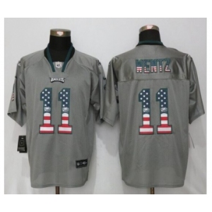 Men Nike Philadelphia Eagles #11 Carson Wentz USA Flag Fashion Gray Elite Jerseys
