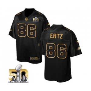 Men's Nike Philadelphia Eagles #86 Zach Ertz Elite Black Pro Line Gold Collection NFL Jersey