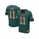 Nike Philadelphia Eagles #11 Carson Wentz Midnight Green Team Color Men's Stitched NFL New Elite Gold Jersey