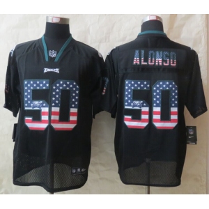 nike nfl jerseys philadelphia eagles #50 alonso black[Elite USA flag fashion]