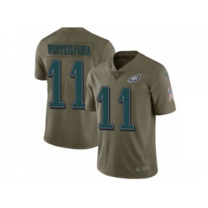 Men Nike Philadelphia Eagles #11 Carson Wentz Limited Olive 2017 Salute to Service Wentzylvania NFL Jersey