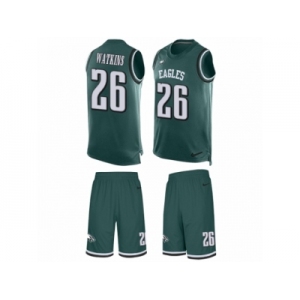 Men Nike Philadelphia Eagles #26 Jaylen Watkins Limited Midnight Green Tank Top Suit NFL Jersey