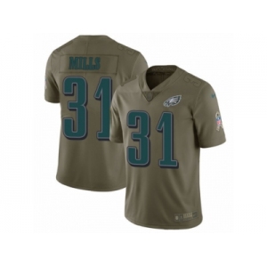 Men Nike Philadelphia Eagles #31 Jalen Mills Limited Olive 2017 Salute to Service NFL Jersey