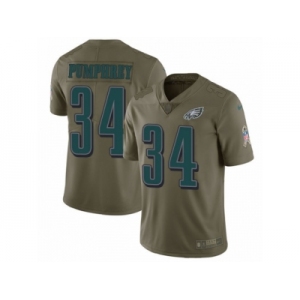 Men Nike Philadelphia Eagles #34 Donnel Pumphrey Limited Olive 2017 Salute to Service NFL Jersey