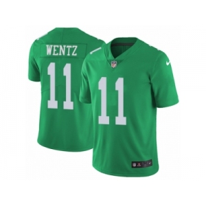 Men's Nike Philadelphia Eagles #11 Carson Wentz Limited Green Rush NFL Jersey