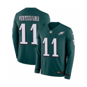 Men's Nike Philadelphia Eagles #11 Carson Wentz Limited Green Therma Long Sleeve Wentzylvania NFL Jersey