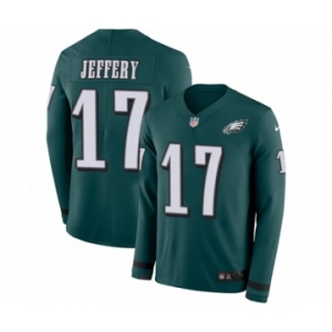 Men's Nike Philadelphia Eagles #17 Alshon Jeffery Limited Green Therma Long Sleeve NFL Jersey