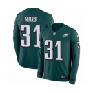 Men's Nike Philadelphia Eagles #31 Jalen Mills Limited Green Therma Long Sleeve NFL Jersey