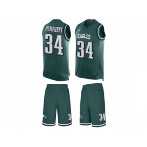 Men's Nike Philadelphia Eagles #34 Donnel Pumphrey Limited Midnight Green Tank Top Suit NFL Jersey