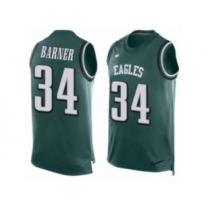 Men's Nike Philadelphia Eagles #34 Kenjon Barner Limited Midnight Green Player Name & Number Tank Top NFL Jersey