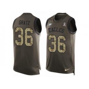 Men's Nike Philadelphia Eagles #36 Dwayne Gratz Limited Green Salute to Service Tank Top NFL Jersey