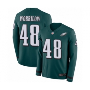 Men's Nike Philadelphia Eagles #48 Paul Worrilow Limited Green Therma Long Sleeve NFL Jersey