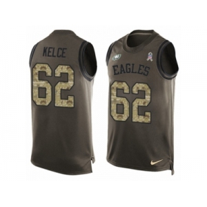 Men's Nike Philadelphia Eagles #62 Jason Kelce Limited Green Salute to Service Tank Top NFL Jersey