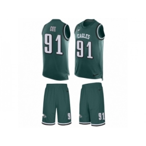 Men's Nike Philadelphia Eagles #91 Fletcher Cox Limited Midnight Green Tank Top Suit NFL Jersey