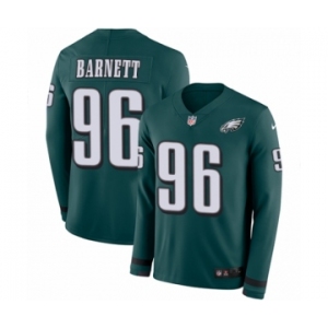 Men's Nike Philadelphia Eagles #96 Derek Barnett Limited Green Therma Long Sleeve NFL Jersey