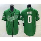 Men's Philadelphia Eagles #0 DAndre Swift Green Cool Base Stitched Baseball Jersey