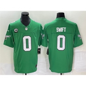 Men's Philadelphia Eagles #0 D’andre Swift Green 2023 F.U.S.E. With C Patch Vapor Untouchable Stitched Football Jersey