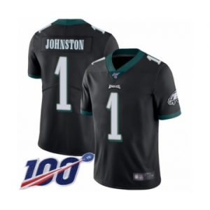 Men's Philadelphia Eagles #1 Cameron Johnston Black Alternate Vapor Untouchable Limited Player 100th Season Football Jersey