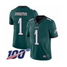 Men's Philadelphia Eagles #1 Cameron Johnston Midnight Green Team Color Vapor Untouchable Limited Player 100th Season Football Jersey