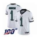 Men's Philadelphia Eagles #1 Cameron Johnston White Vapor Untouchable Limited Player 100th Season Football Jersey