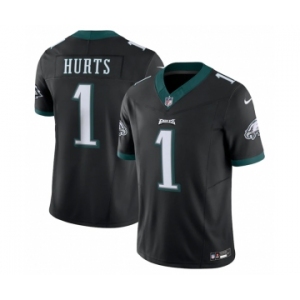 Men's Philadelphia Eagles #1 Jalen Hurts Black 2023 F.U.S.E. Vapor Untouchable Limited Stitched Football Jersey