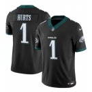 Men's Philadelphia Eagles #1 Jalen Hurts Black 2024 New F.U.S.E. Vapor Untouchable Limited Football Stitched Jersey