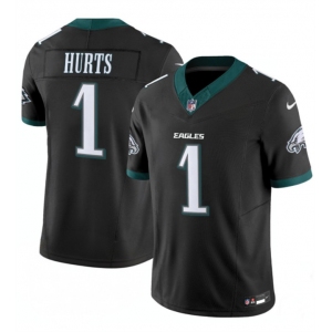 Men's Philadelphia Eagles #1 Jalen Hurts Black 2024 New F.U.S.E. Vapor Untouchable Limited Football Stitched Jersey