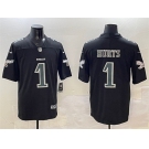 Men's Philadelphia Eagles #1 Jalen Hurts Black Fashion New Vapor Untouchable Limited Stitched Football Jersey