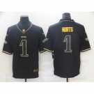 Men's Philadelphia Eagles #1 Jalen Hurts Black Gold Nike 2020 Salute To Service Limited Jersey