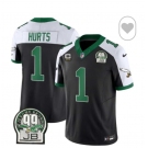 Men's Philadelphia Eagles  #1 Jalen Hurts Black White F.U.S.E. Vapor Untouchable Limited 2024 Stitched Football Jersey