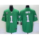 Men's Philadelphia Eagles #1 Jalen Hurts Grey With Patch Atmosphere Fashion Stitched Jersey