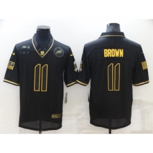 Men's Philadelphia Eagles #11 A. J. Brown 2020 Black Gold Salute To Service Limited Stitched NFL Jersey