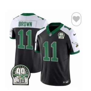 Men's Philadelphia Eagles  #11 A.  J. Brown Black White F.U.S.E. Vapor Untouchable Limited 2024 Stitched Football Jersey