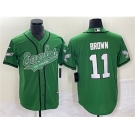 Men's Philadelphia Eagles #11 A. J. Brown Green Cool Base Baseball Stitched Jersey