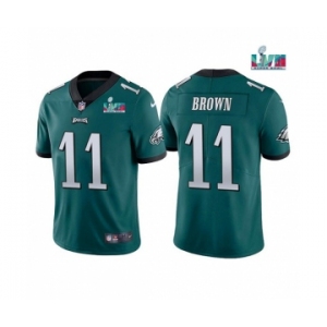 Men's Philadelphia Eagles #11 A. J. Brown Green Super Bowl LVII Patch Vapor Untouchable Limited Stitched Jersey