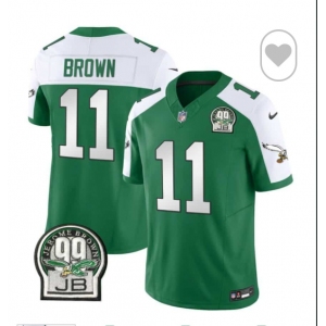 Men's Philadelphia Eagles #11 A. J. Brown Green White F.U.S.E. Vapor Untouchable Limited 2024 Stitched Football Jersey