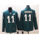 Men's Philadelphia Eagles #11 A. J. Brown Nike Green Therma Long Sleeve Limited Jersey