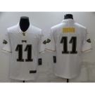 Men's Philadelphia Eagles #11 A. J. Brown White 100th Season Golden Edition Jersey