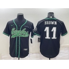 Men's Philadelphia Eagles #11 AJ Brown Black Stitched Cool Base Nike Baseball Jersey