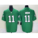 Men's Philadelphia Eagles #11 AJ Brown Green 2023 FUSE Vapor Limited Throwback Stitched Jersey