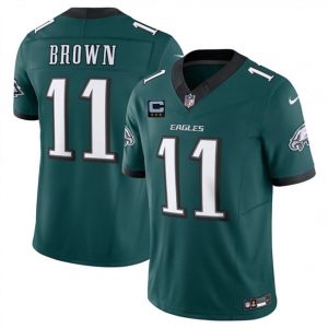 Men's Philadelphia Eagles #11 A.J. Brown Green 2025 F.U.S.E. With 3-Star C Patch Vapor Untouchable Limited Football Stitched Jersey