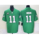 Men's Philadelphia Eagles #11 AJ Brown Green C Patch 2023 FUSE Vapor Limited Throwback Stitched Jersey