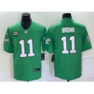 Men's Philadelphia Eagles #11 AJ Brown Green C Patch 2023 Vapor Limited Throwback Jersey