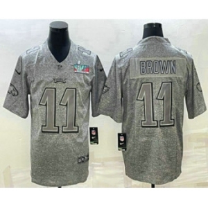 Men's Philadelphia Eagles #11 AJ Brown Grey Super Bowl LVII Patch Stitched Jersey