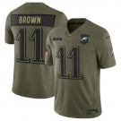 Men's Philadelphia Eagles #11 A.J. Brown Olive 2025 Salute to Service Limited Football Stitched Jersey