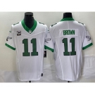 Men's Philadelphia Eagles #11 AJ Brown White 2023 F.U.S.E. Vapor Untouchable With C Patch Stitched Football Jersey